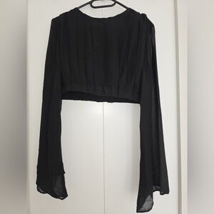 Fashion Nova Black Long Sleeve Cropped Blouse